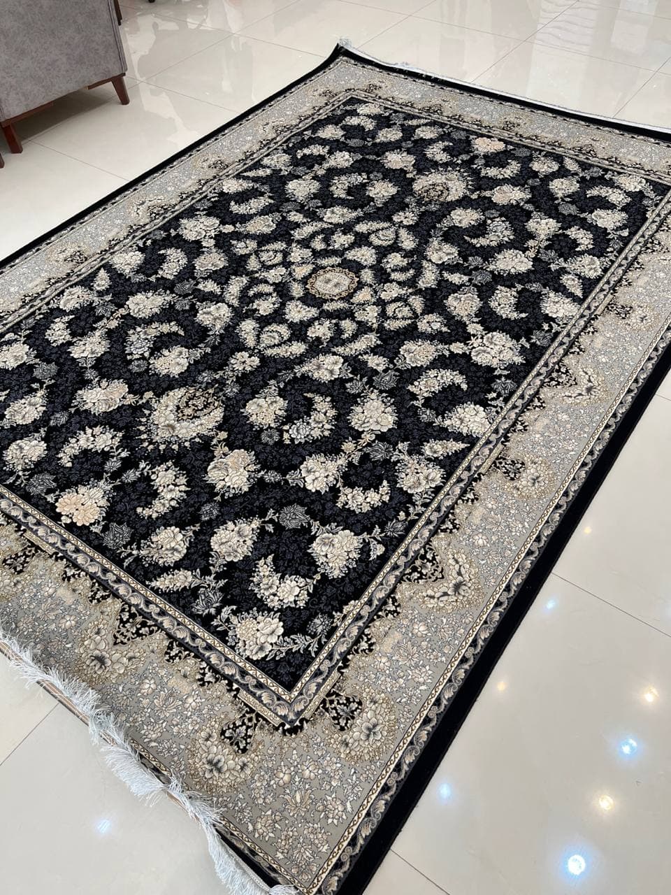 ساده سنگین وزن رزا طلاکوب سرمه ای - L571